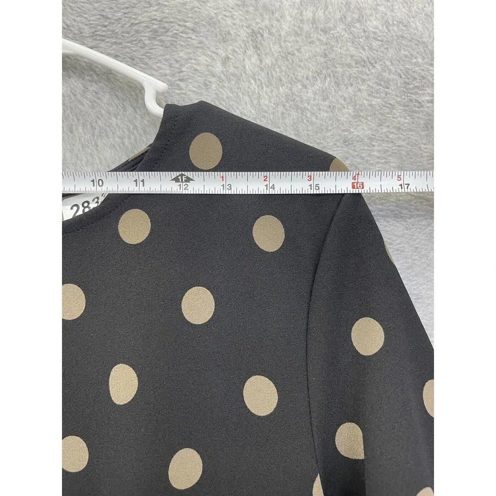 ZARA Women's Blouse Short Sleeve Polka Dot Peplum Black Brown Size Medium - Picture 7 of 8
